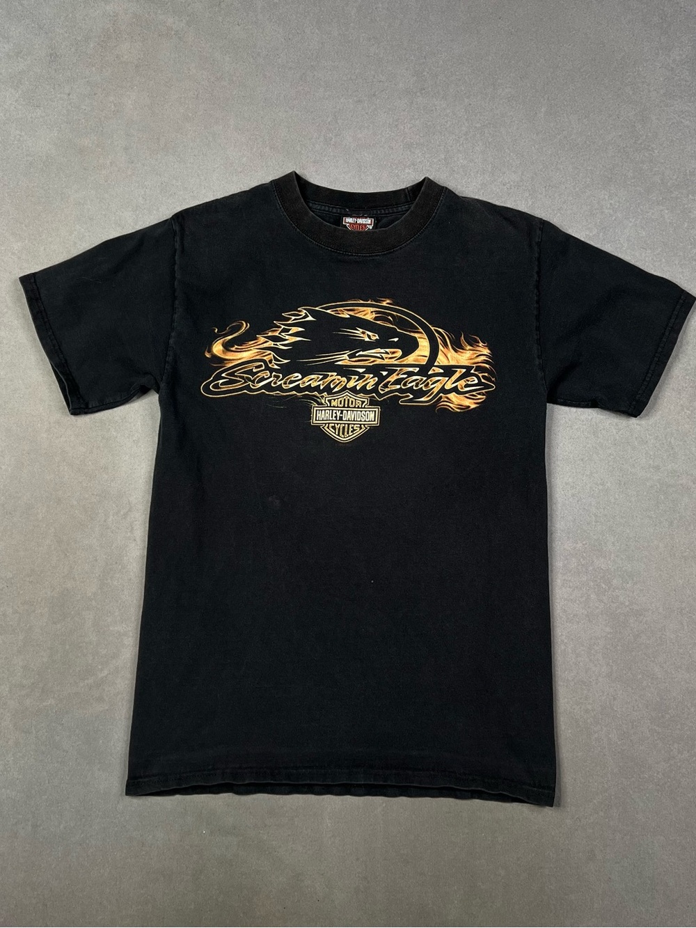 Harley-Davidson Black Tee with Flame Screamin' Eagle Graphic